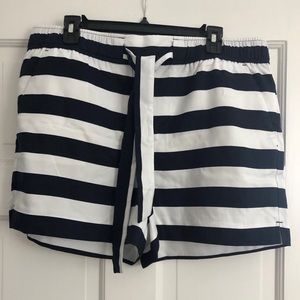 Loft pull on shorts, navy and white striped.